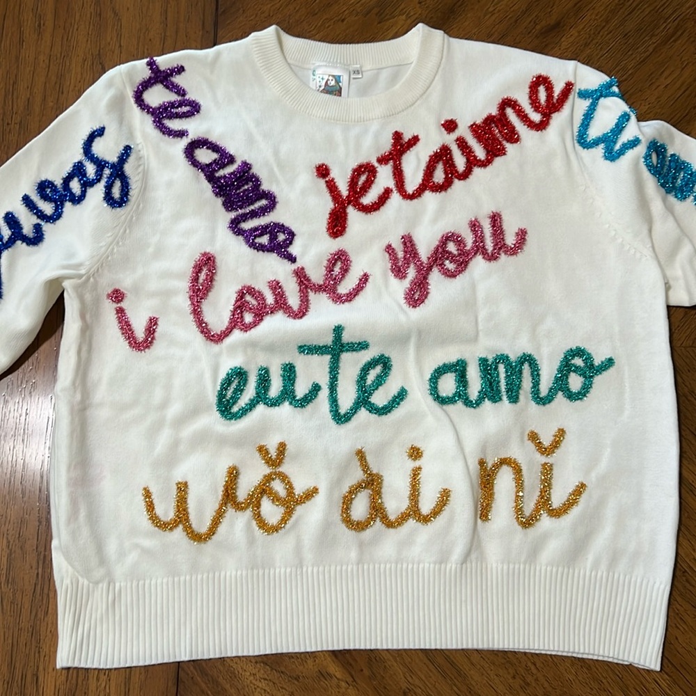 Queen of Sparkles Valentine’s Day Love Language Sweater Size XS